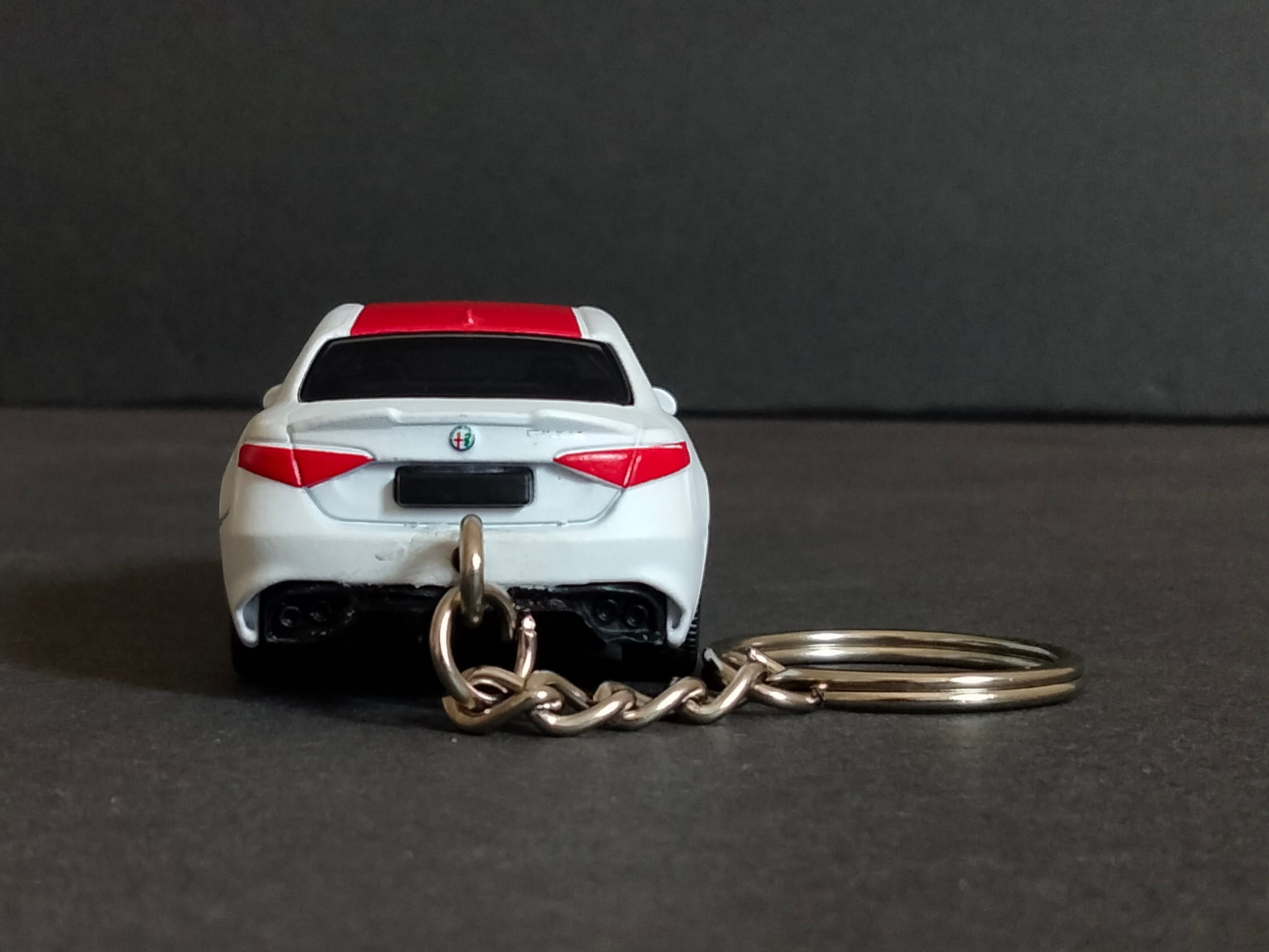 Alfa Romeo Guila Quadrifoglio Die Cast Keychain White Etsy