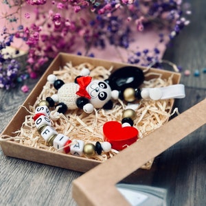 Panda Bear Pacifier Clip,  Handmade Gift Christening, Personalized Pacifier Clip, Newborn Gift, Wooden Pacifier, Dummy Clip, Panda, ZitMat