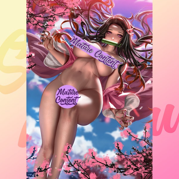 Sexy Nezuko Poster / For Mature People / NSFW, Ecchi, Sexy Anime Girl Poster, Sexy Poster