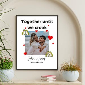 Personalized Couple Print, Anniversary Engagement Valentines Gift Idea, Cute Wall decor, Custom Frog Illustration, unframed
