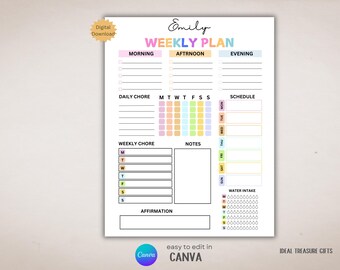Editable Kids Chore Chart: Weekly Responsibility Planner (US Letter) (Digital Download)