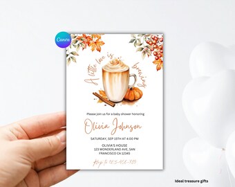 Pumpkin Baby Shower Invitation Bundle: Editable Autumn Theme (Digital Download)