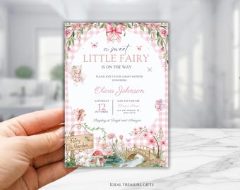 Editable Fairy Baby Shower Set | Pink Floral Girl Baby Shower Bundle | Whimsical Fairy Baby Shower Invitation| Pink Garden Fairy Theme