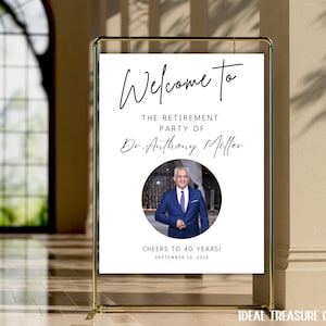 Retirement Party Photo Welcome Sign, Retirement Celebration Poster, Custom Photo Sign, Printable Retirement Photo Sign