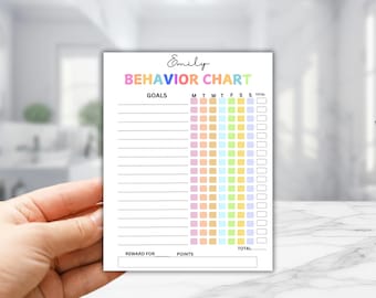 Printable Kids Behavior Chart: Weekly Responsibility Checklist (US Letter PDF, Editable Canva Template)