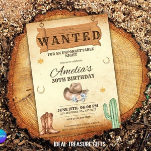 Cowboy Birthday Invitation, Editable Country Western Invitation, Cowboy Hat Male Birthday Invitation