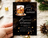 Whiskey Birthday Invitation, Surprise Party Invite for Man, 30th, 40th Surprise Party, Digital Download
