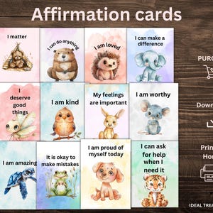 Positive Affirmation Cards for Kids, Printable Kids Mental Health, Motivational Cards, Nursery Decor Quotes, Affirmation Cards Printable