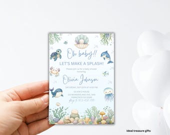 Under the Sea Baby Shower Einladungen Bundle: Oh Boy Theme (Digitaler Download)