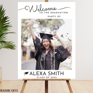Editable Graduation Welcome Sign Template: Photo Display (Digital)