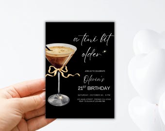 Coquette Tini Bit Older Martini Cocktail Party Invitation, Classy Cocktail Party Invite, Expresso Martini Themed Template,
