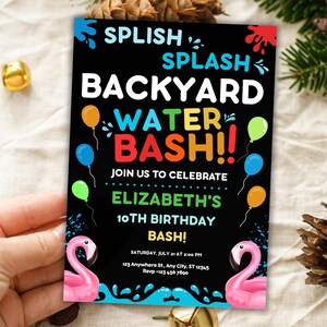 Water Bash Birthday Invitation for Kids | Editable Pool Party Invite | Summer Swim Party Template | Digital School Pool Bash Invitation