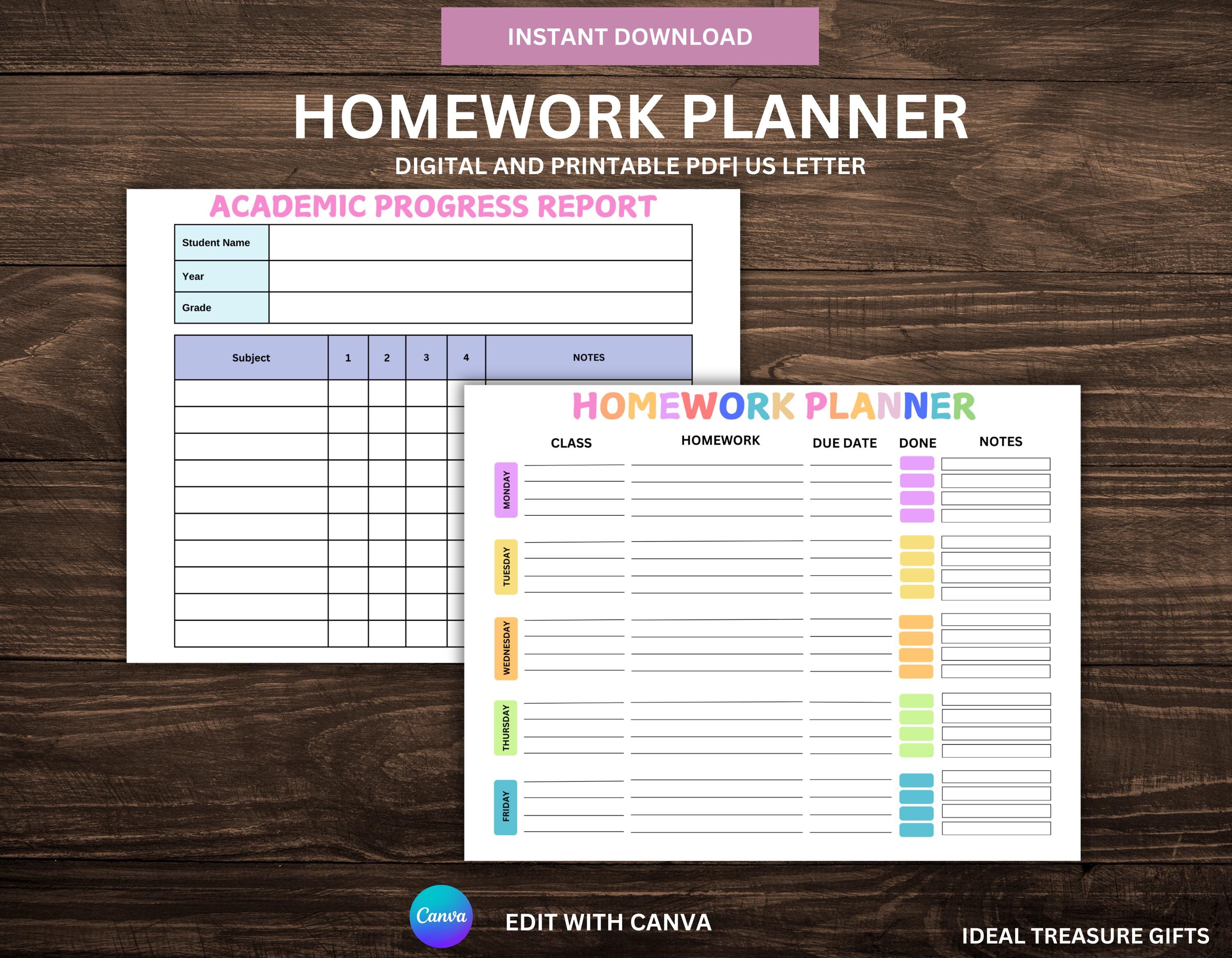 Editable Homework Planner for Teachers | Printable Assignment Tracker ...