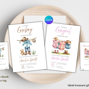 Cowboy Baby Shower, Wild West Invite, A Little Cowboy Baby Shower Invitation, Rodeo Canva Template,