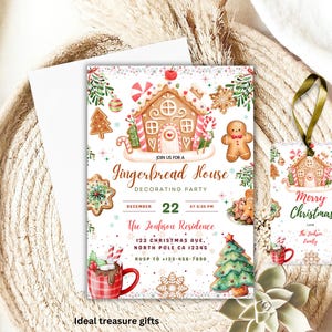 Gingerbread House Christmas Party Invitation, Friendsmas Party Invite, Holiday Party Printable Template, Editable Christmas Invitation