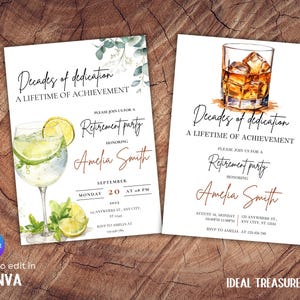 Whiskey Retirement Party Invitation: Editable Template (Digital Download)
