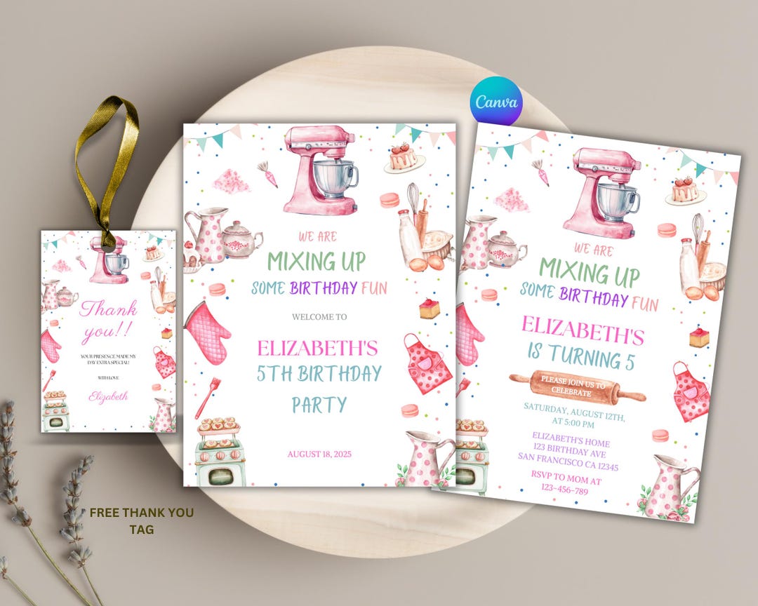 Baking Birthday Invitation Template: Pink Kitchen Party (digital ...