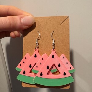 Wakaan Watermelon inspired 3D printed earrings Glow in the dark
