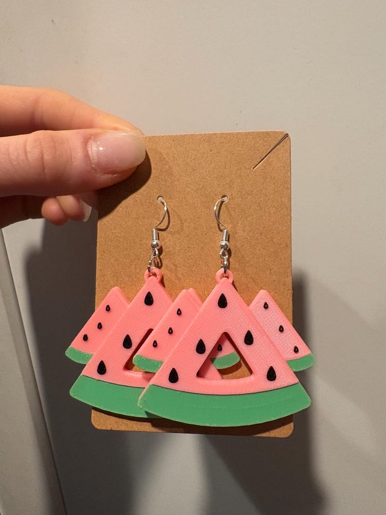 Wakaan Watermelon inspired 3D printed earrings Glow in the dark