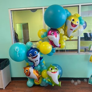 Baby Shark DIY Balloon Garland Kit/Shark Birthday Balloon Kit/ Baby Shark Baby Shower Balloon Kit/ Under the Sea First Birthday Balloons