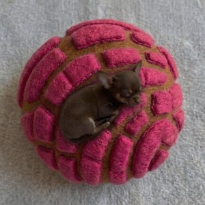 Einzigartiges Concha Sweet Bread Hundebett für kleine Haustiere - Mexikanisches Pan Dulce Geschenk - Kuchenbett