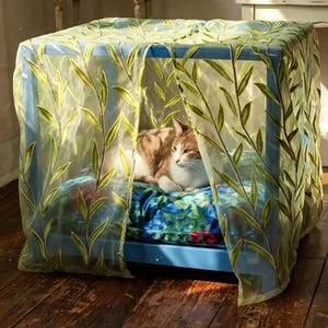 Vines & Lillies Canopy Pet Bed | Dog or Cat | Pet Cot | Pet Furniture | Stylish Pet Accessory | Pet Favorite | Small Dog | New Pet | Rabbit