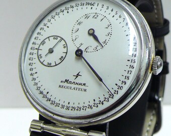 Vintage Molnija/Molnia REGULATEUR (Regulator) SOVIET GENTS Oversized wristwatch