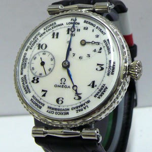 Ω OMEGA WORLD Time Swiss High-Grade gents oversized wristwatch, 15 Jew. *SERVICED*