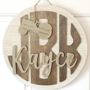 Monogram hospital door sign, new baby door hanger, baby shower gift, personalized baby gift