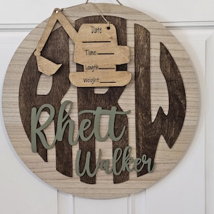 Baby door hanger, birth announcement hospital door hanger, personalized monogram door hanger