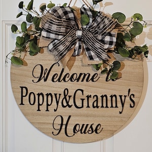 Personalized Grandparent Door Hanger, Laser Cut Wood, 18 inch