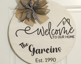 Personalized Welcome Door Hanger, Custom Realtor Gift