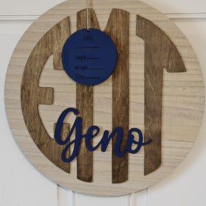 Baby door hanger, monogram baby hospital door hanger, new baby birth announcement sign
