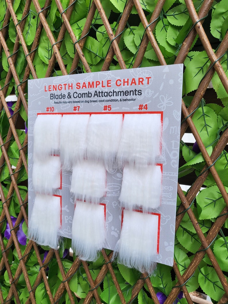Pet Grooming SHAVE YOUR OWN Fur Length Sample Chart Blade Shave and