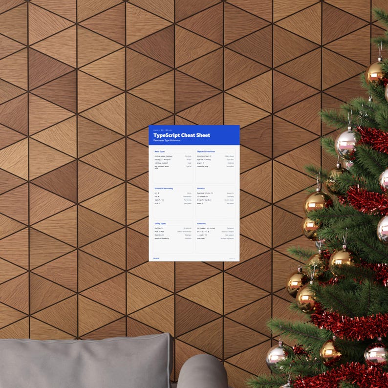 TypeScript Cheat Sheet Poster | Developer Type Reference | Programmer Wall Art zdjęcie 12