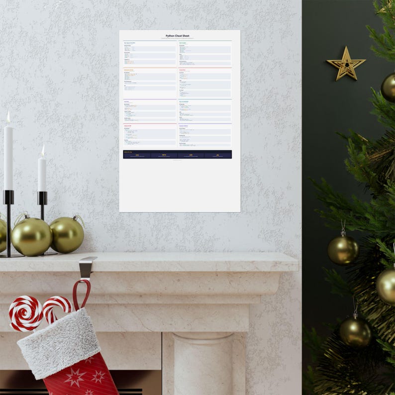 Python Cheatsheet Poster - Developer Reference Wall Art - Tech Office Decor Bild 7