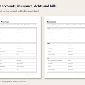 Planificador para el final de la vida (PDF imprimible), organizador de información familiar, carpeta de últimas voluntades, páginas de información de emergencia, descarga instantánea. imagen 3