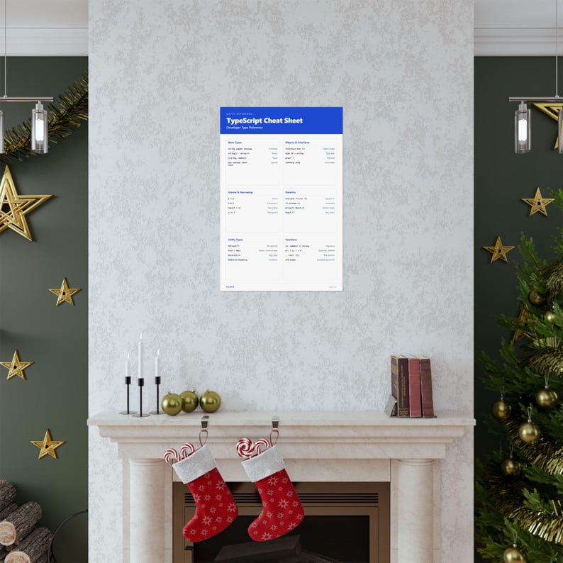 TypeScript Cheat Sheet Poster | Developer Type Reference | Programmer Wall Art zdjęcie 7
