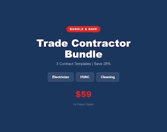 Handwerker Bundle | Elektriker HKL-Reinigungsvertrag Vorlagen | Servicevertrag Kostenvoranschlag Rechnung | Word-PDF