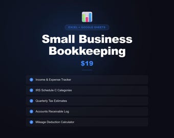 Boekhoudspreadsheet voor kleine bedrijven | Inkomstenuitgaven bijhouden, belastingvoorbereiding (Excel Google Spreadsheets)