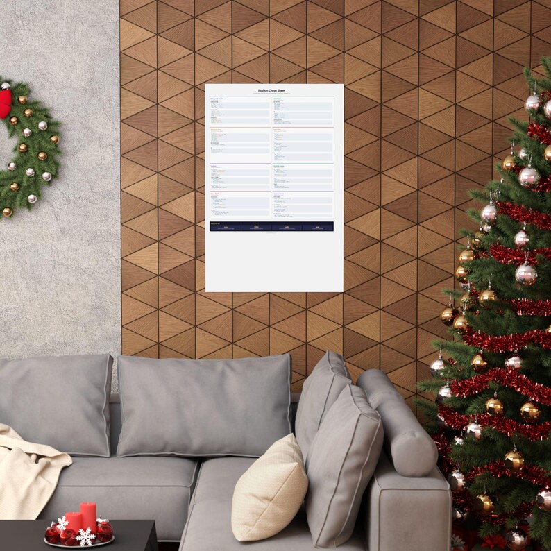 Póster con referencias rápidas de Python / Decoración de pared para desarrolladores: Sintaxis, funciones, clases (imprimible) imagen 20