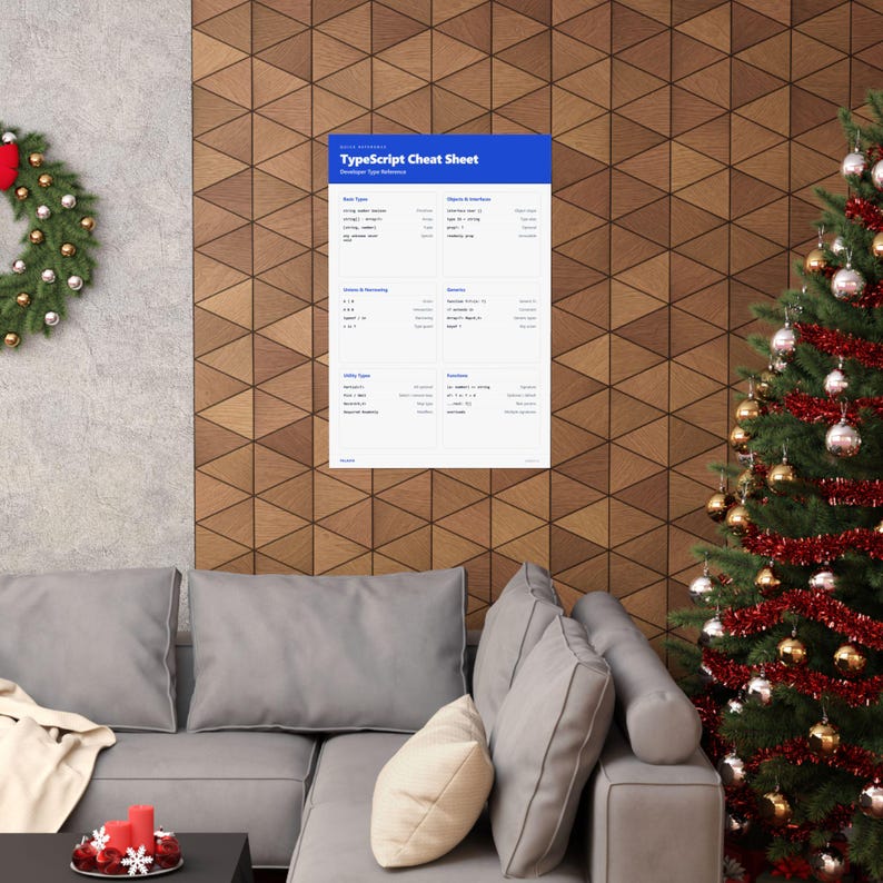 TypeScript Cheat Sheet Poster | Developer Type Reference | Programmer Wall Art zdjęcie 20