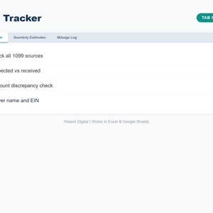 Side Hustle Tax Spreadsheet | 1099 Tracker, Mileage Log (Excel Google Sheets) image 3