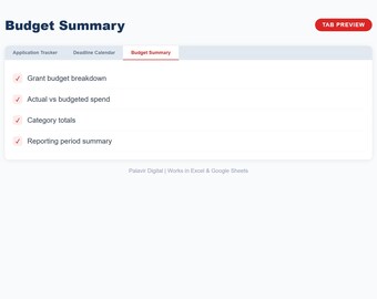 Grant Anwendung-Tracker-Spreadsheet | Vorinstallierte Programme, Deadline-Kalender (Excel / Google Sheets)