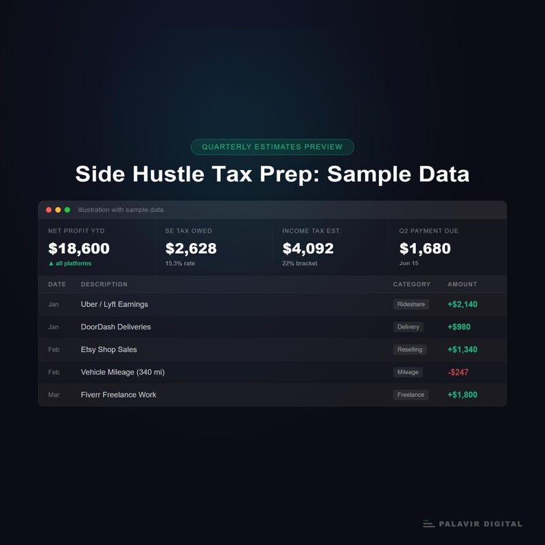 Side Hustle Tax Spreadsheet | 1099 Tracker, Mileage Log (Excel Google Sheets) image 6