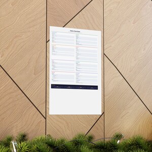 Python Cheatsheet Poster - Developer Reference Wall Art - Tech Office Decor Bild 5