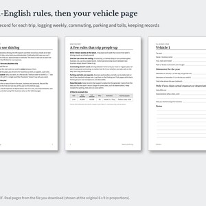 Printable Mileage Log PDF, Business Mileage Tracker for Self Employed and Gig Drivers, Odometer Log Book, Instant Download image 3