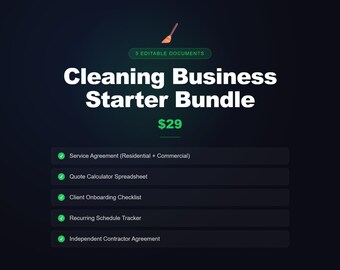 Bundel zakelijk schoonmaakcontract | Serviceovereenkomst, offertecalculator, planningtracker, introductieformulieren