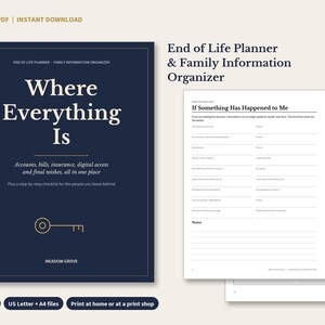 Planificador para el final de la vida (PDF imprimible), organizador de información familiar, carpeta de últimas voluntades, páginas de información de emergencia, descarga instantánea. imagen 1