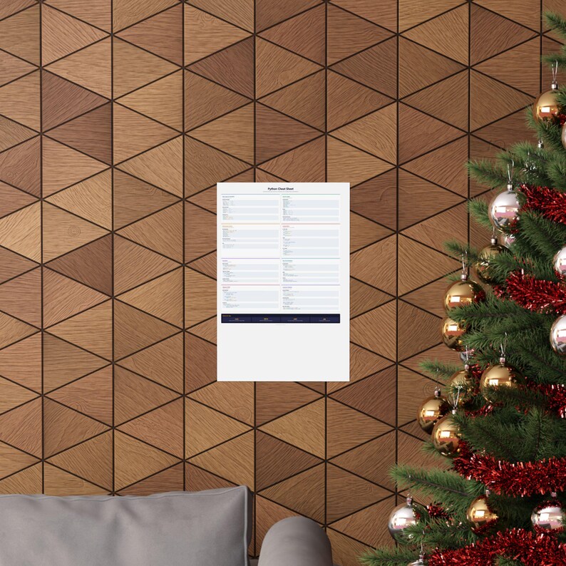Póster con referencias rápidas de Python / Decoración de pared para desarrolladores: Sintaxis, funciones, clases (imprimible) imagen 4